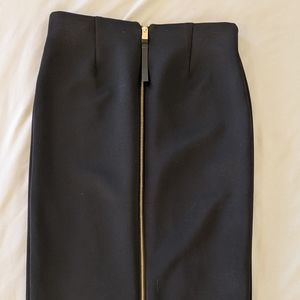 Vince Camuto Black Pencil Skirt XS Gold Zip Up Back.